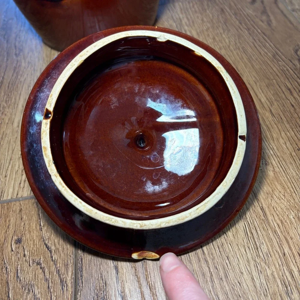 Vintage 70s McCoy Brown Drip Glaze‎ Cookie Jar USA Pottery 7024 MCM Retro Boho